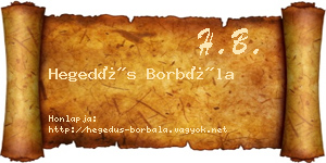 Hegedűs Borbála névjegykártya